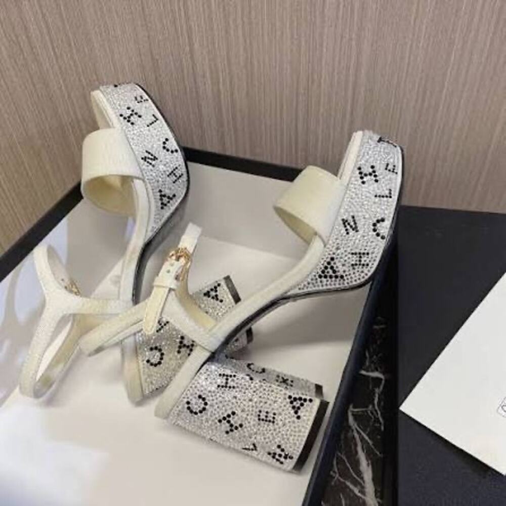NEW Chanel Platform Heels Rhinestone 38